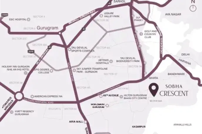 M3M Sobha Crescent location map